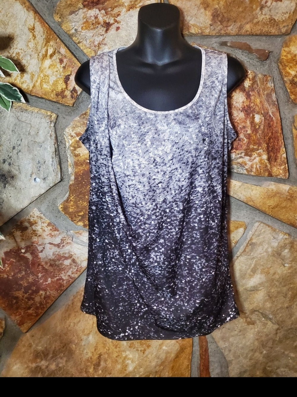 Michael Kors Black and Gray Ombre Sleeveless Tank